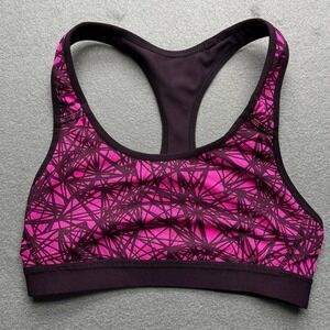 POWER‎ CORE Pink Black Geometric Print Racerback Sports Bra Athletic Workout Top